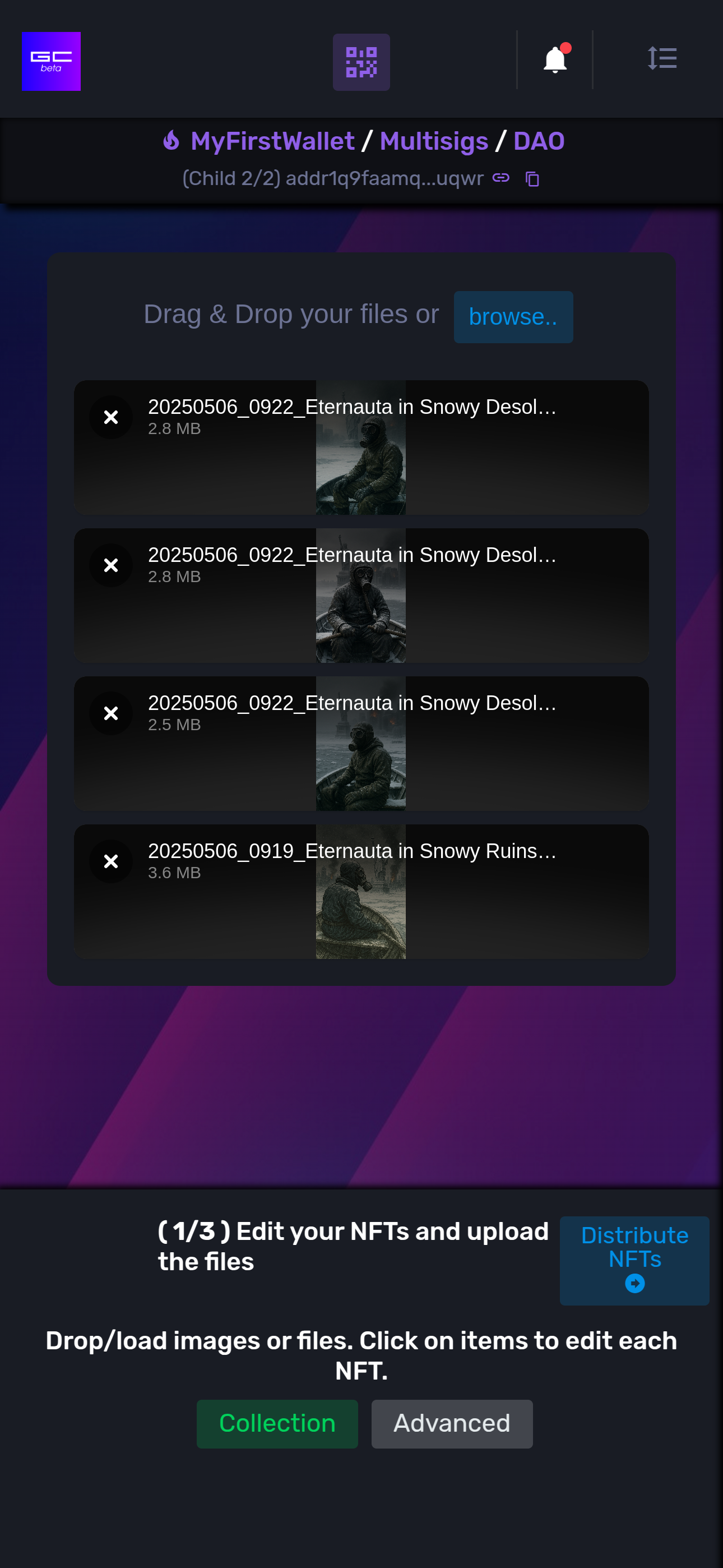 Assets represented as colored cards